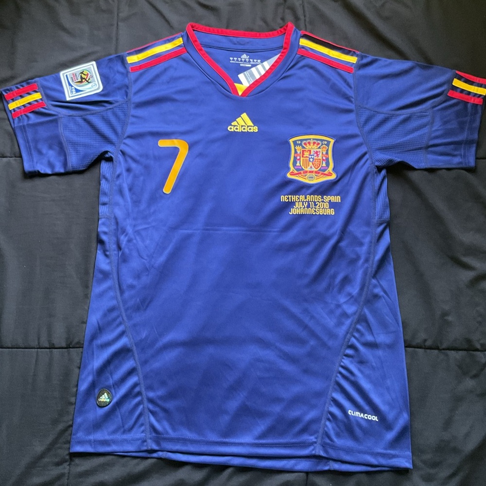 David Villa #7 medium blue spain Retro Soccer Jersey Kit 2010